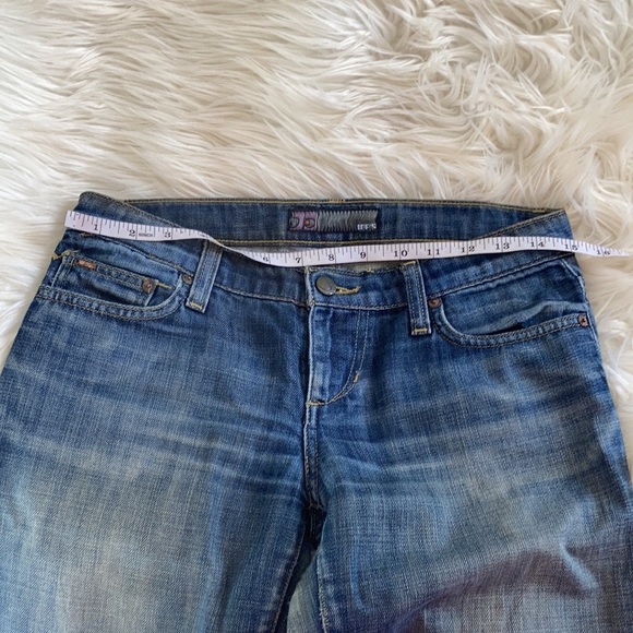 Flawed Joes jeans cotton dark wash boot cut wide leg bell bottoms low rise W 25 - Picture 10 of 16